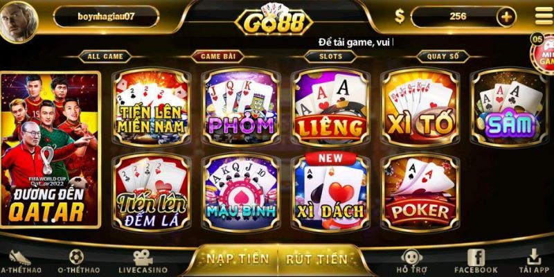 Trải nghiệm đặt cược game bài đổi thưởng kinh điển tại nhà cái Go88